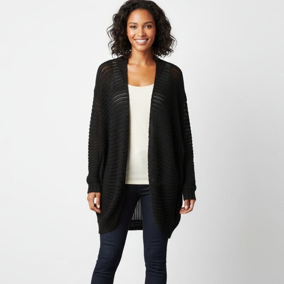 Anthropologie Joe's Jeans Forte Knit Cardigan Sweater Cacoon Wool Black Size XS - Picture 1 of 15